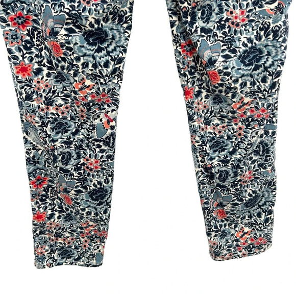 Tory Burch Emmy Ankle Skinny Jeans Blue Lake Kyoto Floral Print Size 31 - Picture 11 of 13